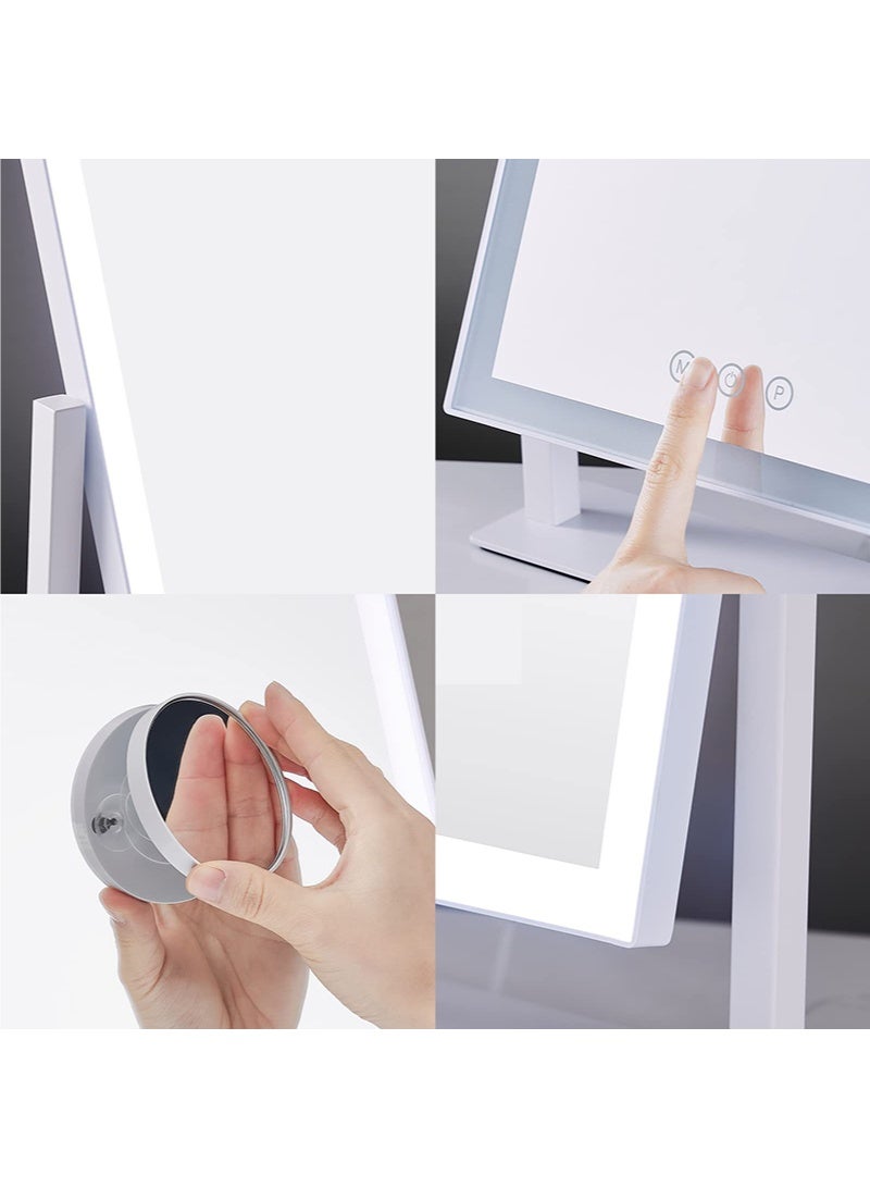 WALALLA Vanity Mirror with 5x Magnification with Lights Lighted Makeup Mirror, 3 Color Lighting Modes,USB Charging Port Touch Control,Sturdy Metal Frame Design(44*33cm) - Image 4
