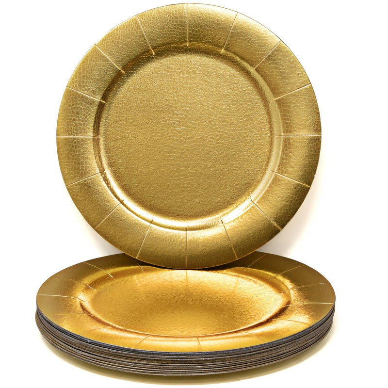 Gift Boutique 24 Disposable Gold Round Charger Plates 13 Dinner Table Serving Tray Heavy Duty Reusable Paper Cardboard Platters for Table Setting Placemats Cupcake Dessert Birthday Parties Weddings - Image 4