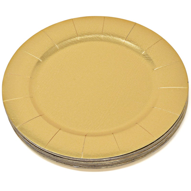 Gift Boutique 24 Disposable Gold Round Charger Plates 13 Dinner Table Serving Tray Heavy Duty Reusable Paper Cardboard Platters for Table Setting Placemats Cupcake Dessert Birthday Parties Weddings - Image 2