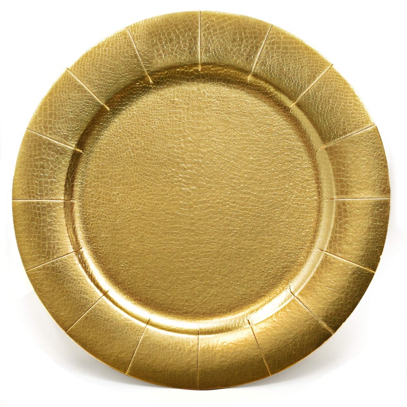 Gift Boutique 24 Disposable Gold Round Charger Plates 13 Dinner Table Serving Tray Heavy Duty Reusable Paper Cardboard Platters for Table Setting Placemats Cupcake Dessert Birthday Parties Weddings - Image 1