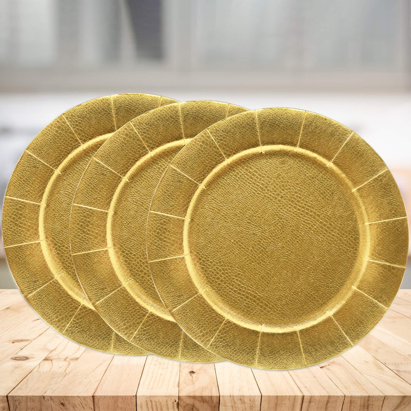 Gift Boutique 24 Disposable Gold Round Charger Plates 13 Dinner Table Serving Tray Heavy Duty Reusable Paper Cardboard Platters for Table Setting Placemats Cupcake Dessert Birthday Parties Weddings - Image 5