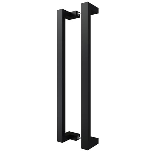 BARNSMITH 24 Inches Commercial Door Handle Pull Heavy Duty Stainless Steel Modern Square Rectangle Flat Shape Push Pull, Entrance Entry Front Office Store Garage Handle Pull Set - Image 1