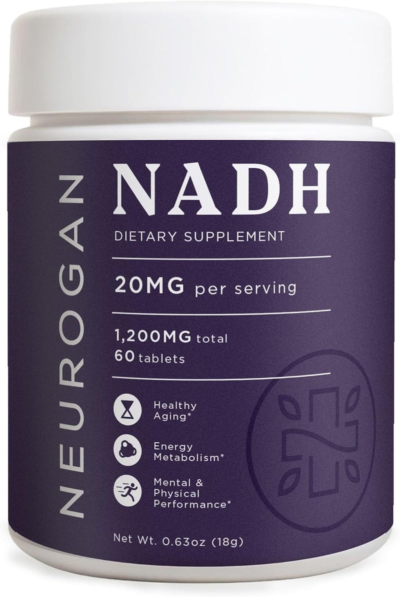 Neurogan أقراص NADH 20 ملغ لكل حصة 60 عدداً مكملات الطاقة الخلوية الشيخوخة الصحية صحة القلب العقلية نيكوتيناميد أدينين ثنائي النوكليوتيد هيدريد مكمل NAD المخفض للرجال والنساء نيروجان - Image 1