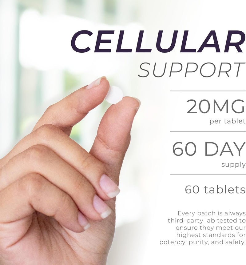 Neurogan أقراص NADH 20 ملغ لكل حصة 60 عدداً مكملات الطاقة الخلوية الشيخوخة الصحية صحة القلب العقلية نيكوتيناميد أدينين ثنائي النوكليوتيد هيدريد مكمل NAD المخفض للرجال والنساء نيروجان - Image 3