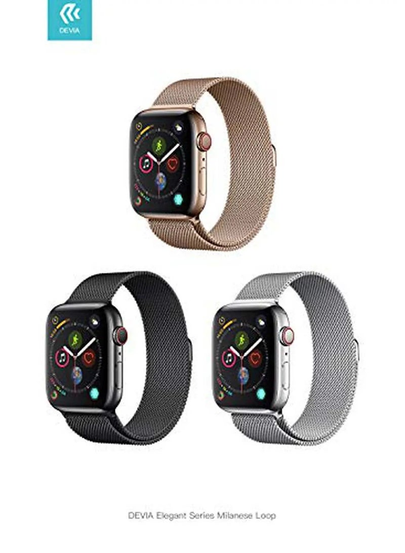 devia Devia Elegant Series Milanese Loop Replacement Wrist Band Strap, Stainless Steel Strap Compatible for Apple Watch 42/44mm - Gold  - Image 2