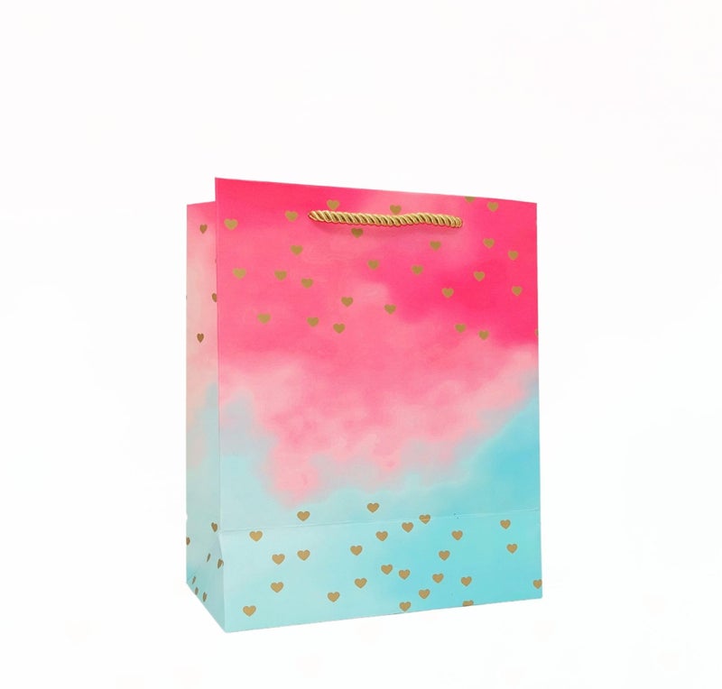 RanGit Bhumi Premium Gift Paper Bags for Return Gifts, 10pcs Small Carry Bags for Gifting, Paper Bags, Party favor Goodie Bags, Gifting Covers - Ombre Hearts, Multicolor (10) - Image 1