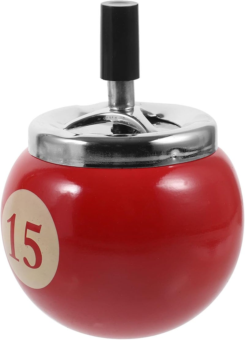 Rotating Iron Cigarette Ashtray with Automatic Extinguishing, Windproof Small Household Ashtray for Home and Office Use, Red Metal Smokeless Indoor Smoking Accessory - Image 1