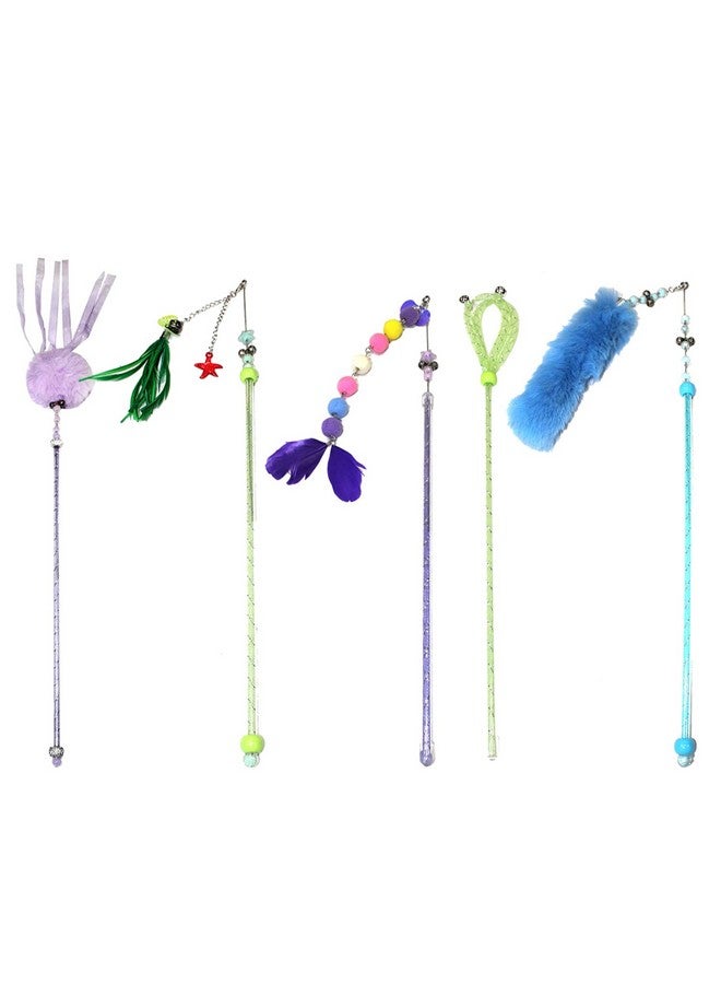 Emily Pets Cat Stick Cat Interactive Stick With Bells Feather Wand For Cat Teaser Catcher Exercise Playing Fun Toys(Color & Pattern May Vary, Pack Of 5) - Image 1