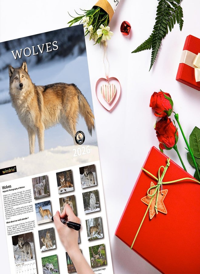 windrio 2026 Wall Calendar,Calendar 2026, November 2025 - December 2026, Wall Calendar Wolves, 12" x 24" Opened,Full Page Months Thick & Sturdy Paper for Organizing & Planning - Image 5