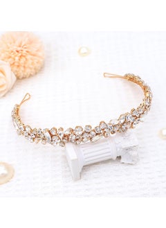 Oriamour Oriamour Crystal Wedding Headband For Women Bridal Hair Accessories Bridal Headpieces For Girls Rhinestone Hairband For Birthday Party Prom Gold 