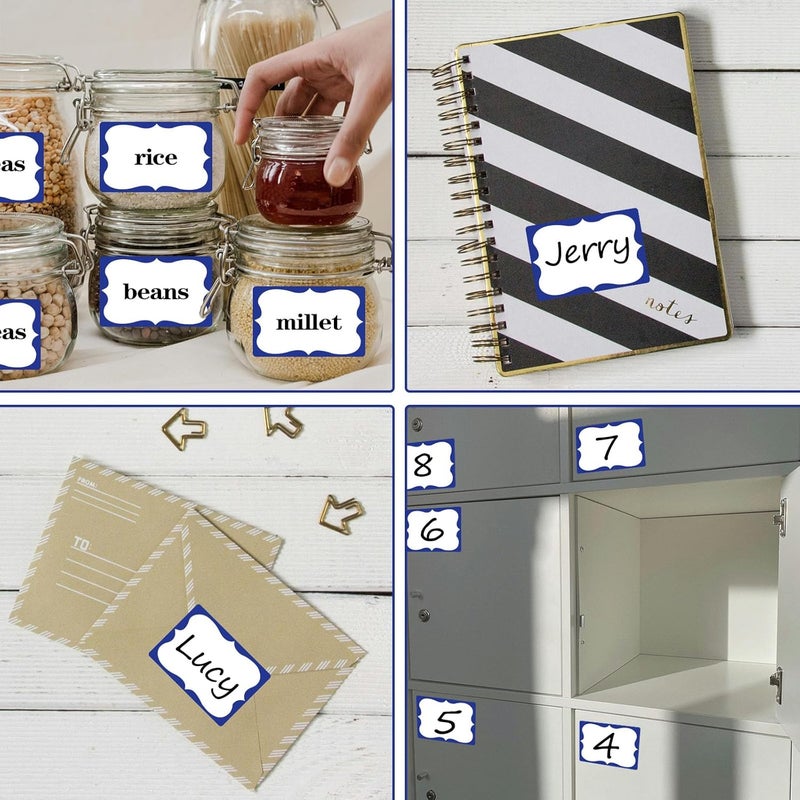 labelon Name Stickers Blue 200 PCS Name Tag Stickers Name Badge Label Stickers Adhesive Name Tags Removable Labels, White With Blue Border, Christmas Name Tags for Gifts Clothes Kids Office School (25 Sheets) - Image 4