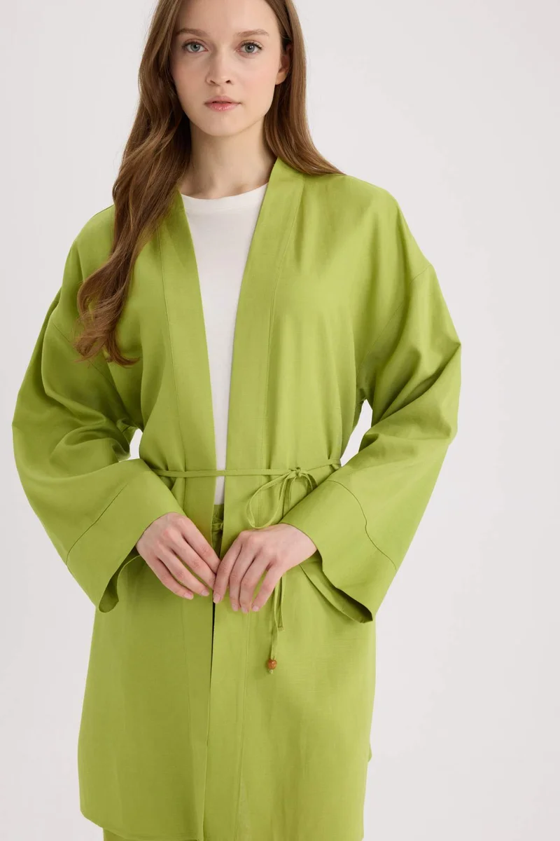 ديفاكتو Relax Fit Linen Blend Kimono
