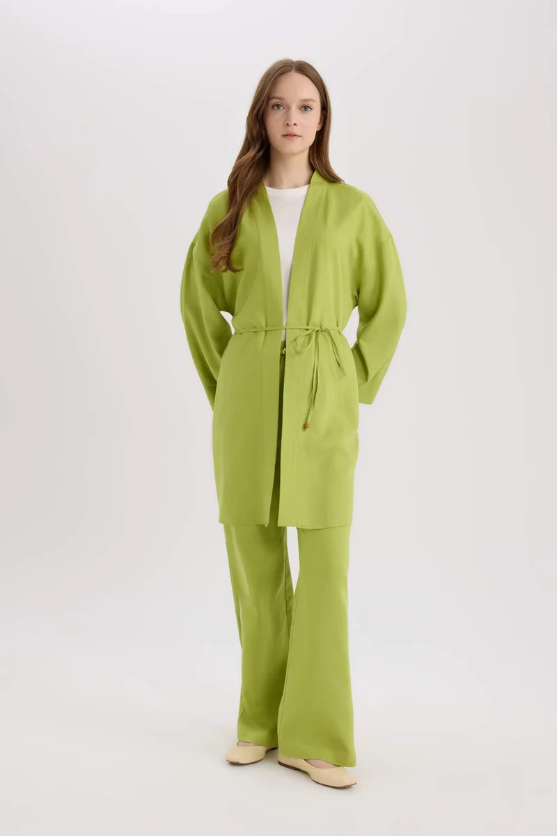 ديفاكتو Relax Fit Linen Blend Kimono