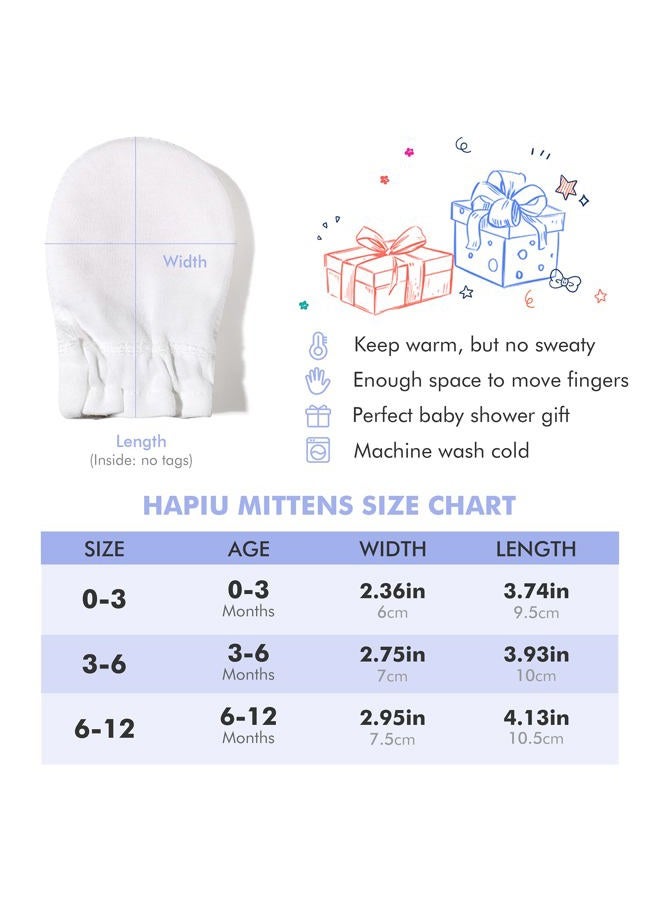 HAPIU Baby No Scratch Mittens Stay On, 100% Cotton Breathable, Adjustable Infant Gloves for Boys Girls, Newborn - 12 M, Gray&blue Stripe, 3-6 Months - Image 5