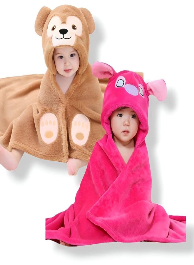First Kick Baby Bath Towels New Born Combo Pack of Hooded Quick Water Absorbing Towels for Baby Boys and Baby Girls Pack of 2 Pcs, (0-6 Months, L 83 cm x B 80 cm) - Image 1