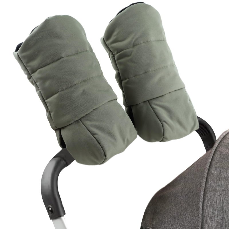 Zsedrut Stroller Gloves Universal Winter AntiFreeze Stroller Mittens Water Repellent Hand Warmer Muff Fleece LinedWinter Stroller Accessories Army Green - Image 2