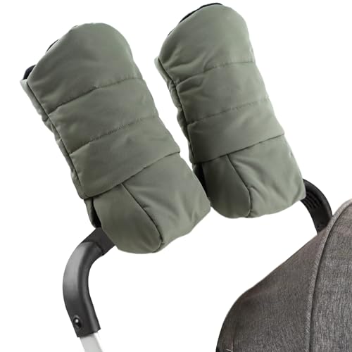 Zsedrut Stroller Gloves Universal Winter AntiFreeze Stroller Mittens Water Repellent Hand Warmer Muff Fleece LinedWinter Stroller Accessories Army Green - Image 1