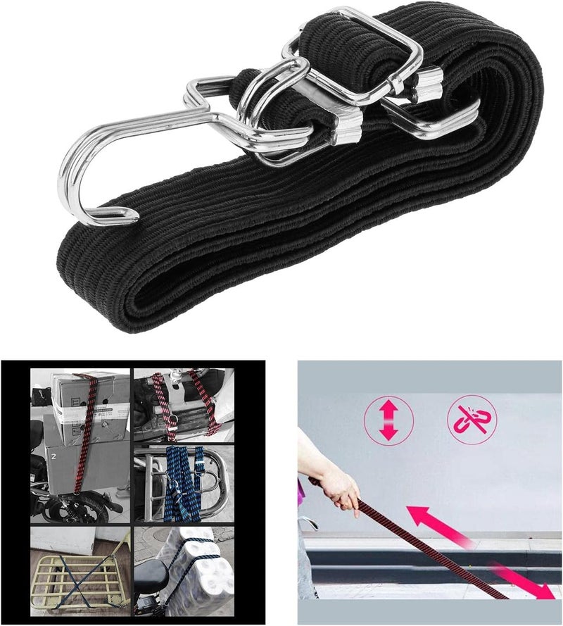 klarako Flat Bungee Cords, Long Bungee Straps Elastic Rope for Hand Carts, Securing Heavy Duty for Cargo, Moving, Luggage Rack, Camping  Black 1m - Image 4