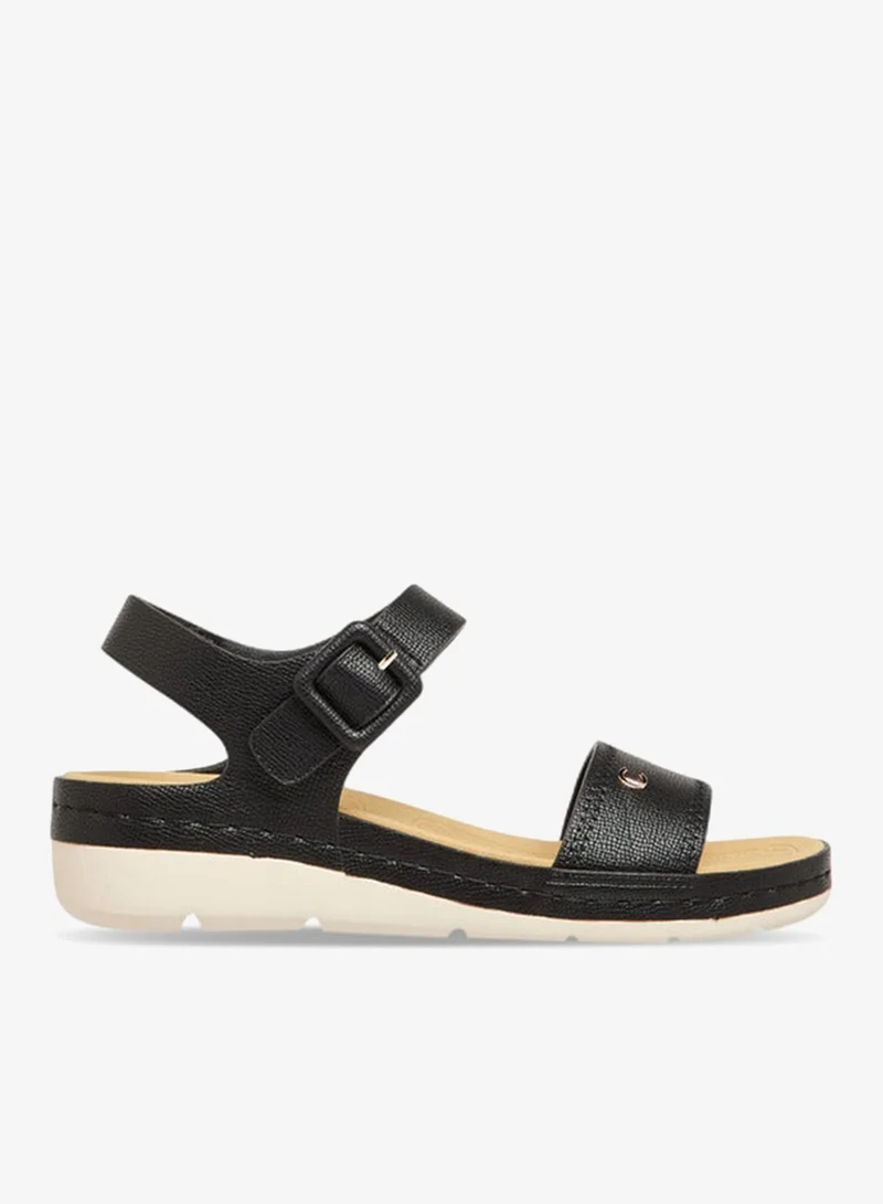 Textured Sandals with Hook and Loop Closure