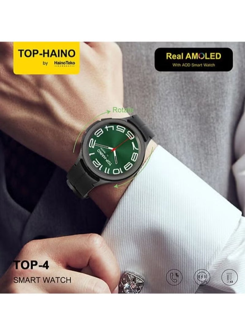 Haino Teko TOP 4 Real AMOLED Smart Watch with Always-On Display | Fitness Tracker, Heart Rate Monitor, IP68 Waterproof, Bluetooth Call, 3 Interchangeable Straps, Long Battery Life, Compatible with iPhone & Android - Image 2