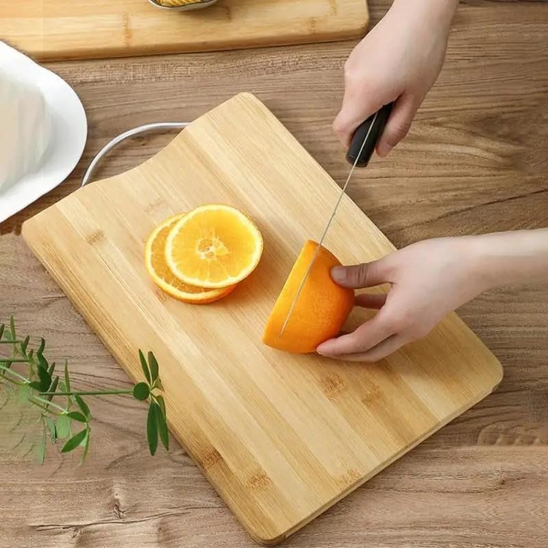 Favhome Natural Bamboo Wood Chopping Cutting Board with Handle for Kitchen VegetablesMeat Fruits Cheese BPA Free EcoFriendly AntiMicrobial 36 x 26 cm - Image 3