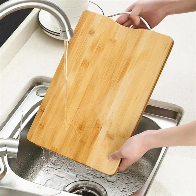 Favhome Natural Bamboo Wood Chopping Cutting Board with Handle for Kitchen VegetablesMeat Fruits Cheese BPA Free EcoFriendly AntiMicrobial 36 x 26 cm - Image 5