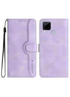 HuHa Case Cover Heart Pattern Skin Feel Leather Phone Case For Realme C15/C12/Narzo 20/7i Global/Narzo 30A/C25/C25s Purple 