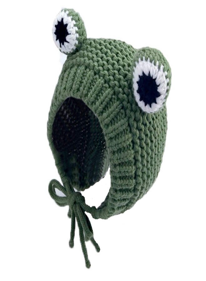 MINGSEECESS Kids Knitted Beanie Hat Cute Frog Cartoon Winter Warmer Cap with Big Eyes for Baby Boys Girls Green - Image 1