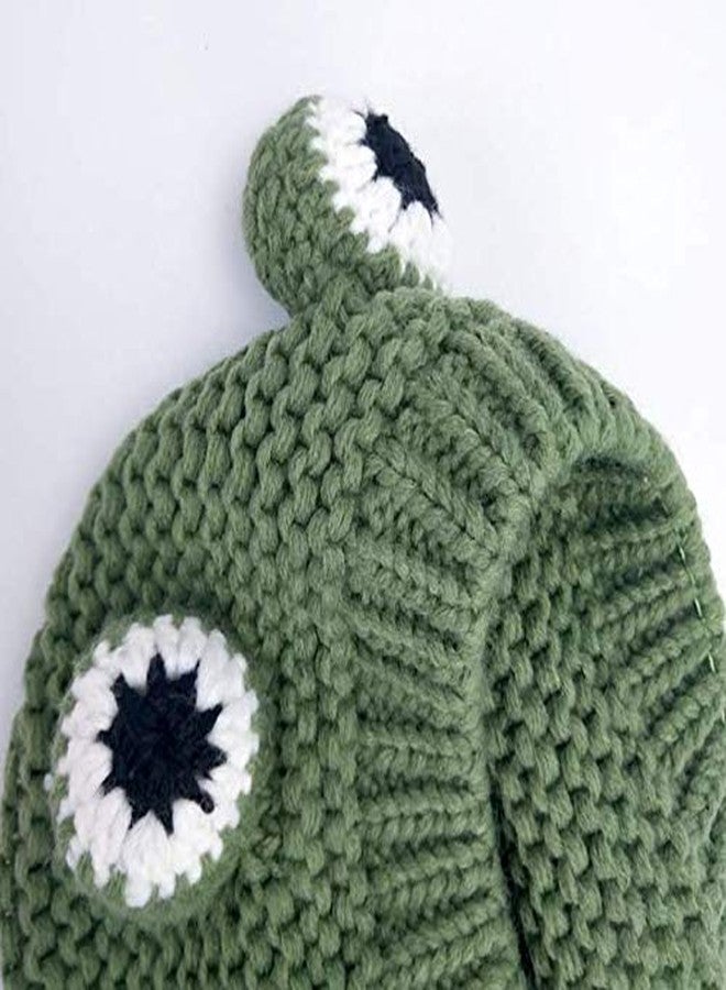 MINGSEECESS Kids Knitted Beanie Hat Cute Frog Cartoon Winter Warmer Cap with Big Eyes for Baby Boys Girls Green - Image 5