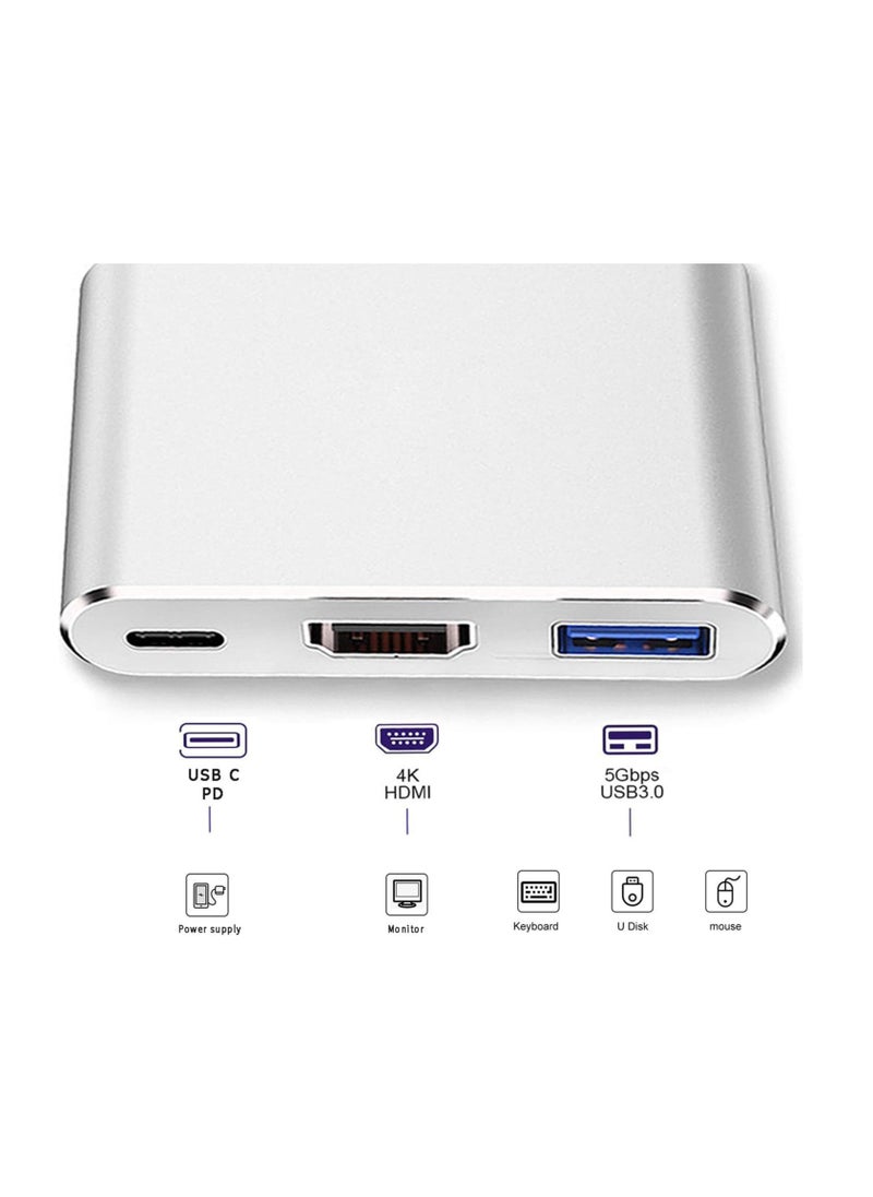 ماركة غير محددة محول USB-C الى HDMI يدعم 4K - 30Hz - كيبل من النوع C 3 في 1 لماك بوك برو 2017 - 2018 وماك واي ماك وكروم والمزيد اجهزة USB 3.0 نوع متعدد الالوان ام  - Image 3