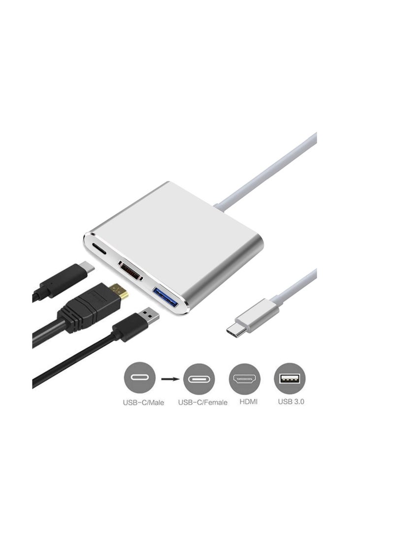 ماركة غير محددة محول USB-C الى HDMI يدعم 4K - 30Hz - كيبل من النوع C 3 في 1 لماك بوك برو 2017 - 2018 وماك واي ماك وكروم والمزيد اجهزة USB 3.0 نوع متعدد الالوان ام  - Image 4