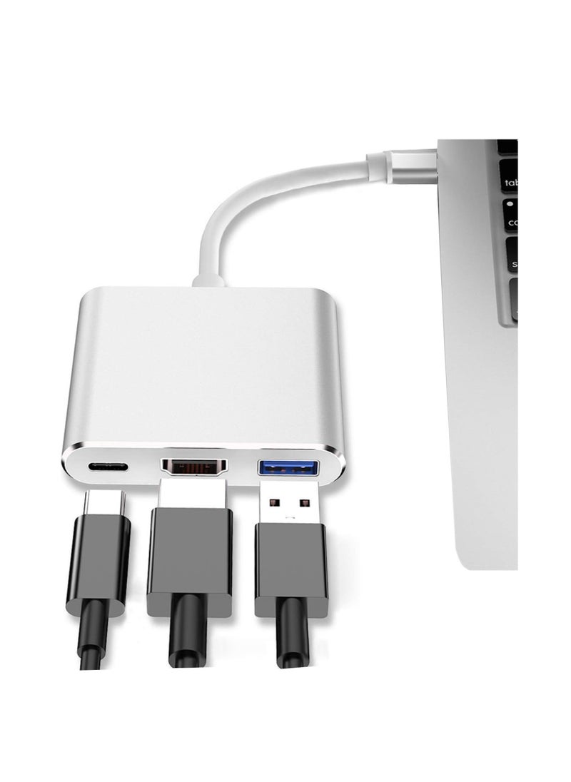 ماركة غير محددة محول USB-C الى HDMI يدعم 4K - 30Hz - كيبل من النوع C 3 في 1 لماك بوك برو 2017 - 2018 وماك واي ماك وكروم والمزيد اجهزة USB 3.0 نوع متعدد الالوان ام  - Image 2