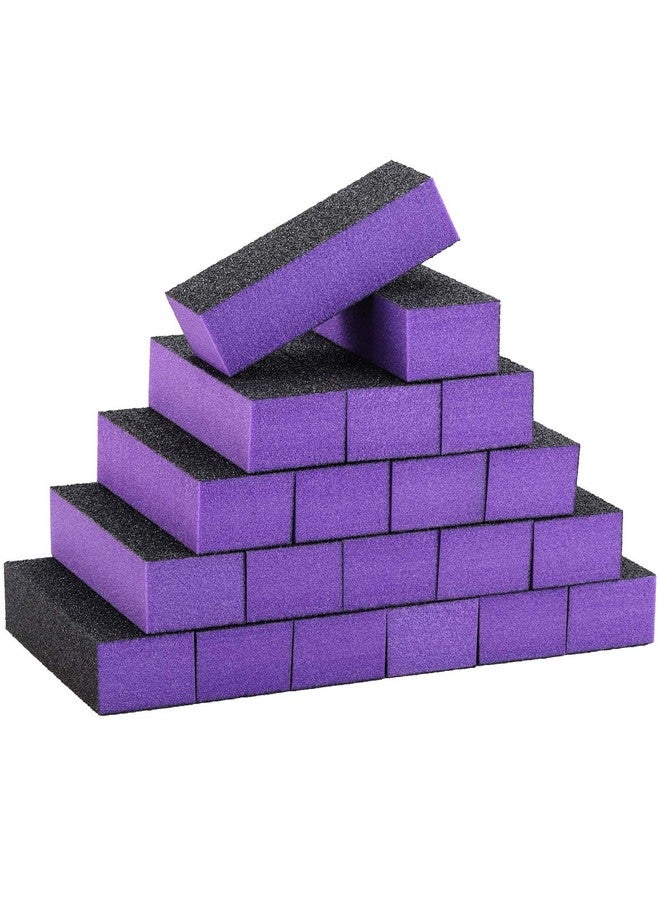 LoveBB 20 Pcs Nail Buffer Block Sponge Sanding Buffing File 80120 Grit 3 Sides Nail Files For Manicure Nail Tools (Purple Black) - Image 1