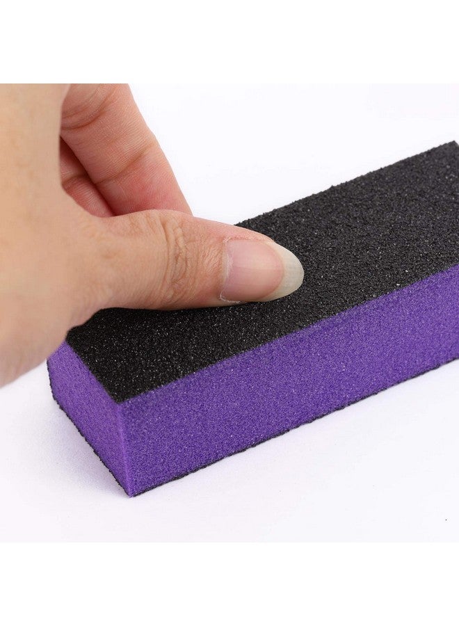 LoveBB 20 Pcs Nail Buffer Block Sponge Sanding Buffing File 80120 Grit 3 Sides Nail Files For Manicure Nail Tools (Purple Black) - Image 2