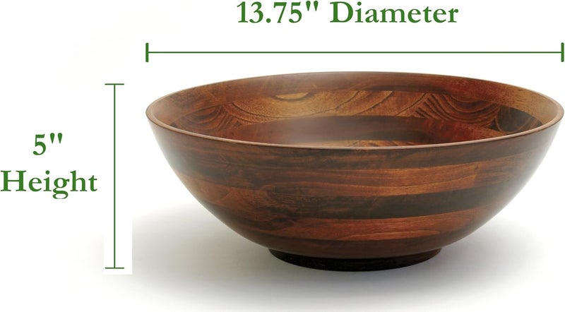 Lipper International Large Cherry Finished Footed Serving Bowl - 13.75" Diameter x 5" Height for Fruits and Salads - Image 2
