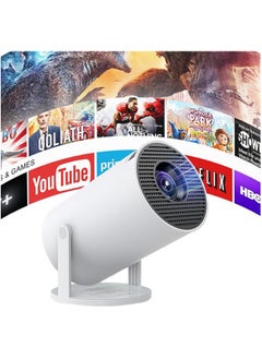 Smart Mini Projector 4K with 5G WiFi and Bluetooth 5.0, Portable Home Theater with 360° Premium Sound, Big Screen Movie Projector Compatible with Android, iOS, Windows, TV Stick, HDMI, USB – White
