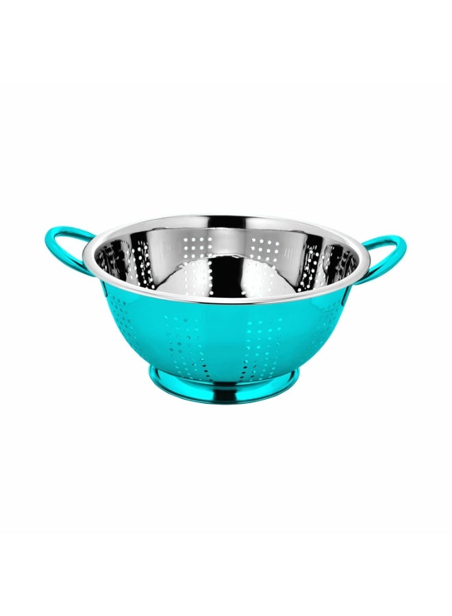 Prabha Colander Stainless Steel Strainer Sieves, 3000ML, 24cm|Kitchen Strainer With Handle-Essential Kitchen | Colanders Bowl, Basket | Colander For Rice Straining Washing Fruits, Vegetables,Blue - Image 1