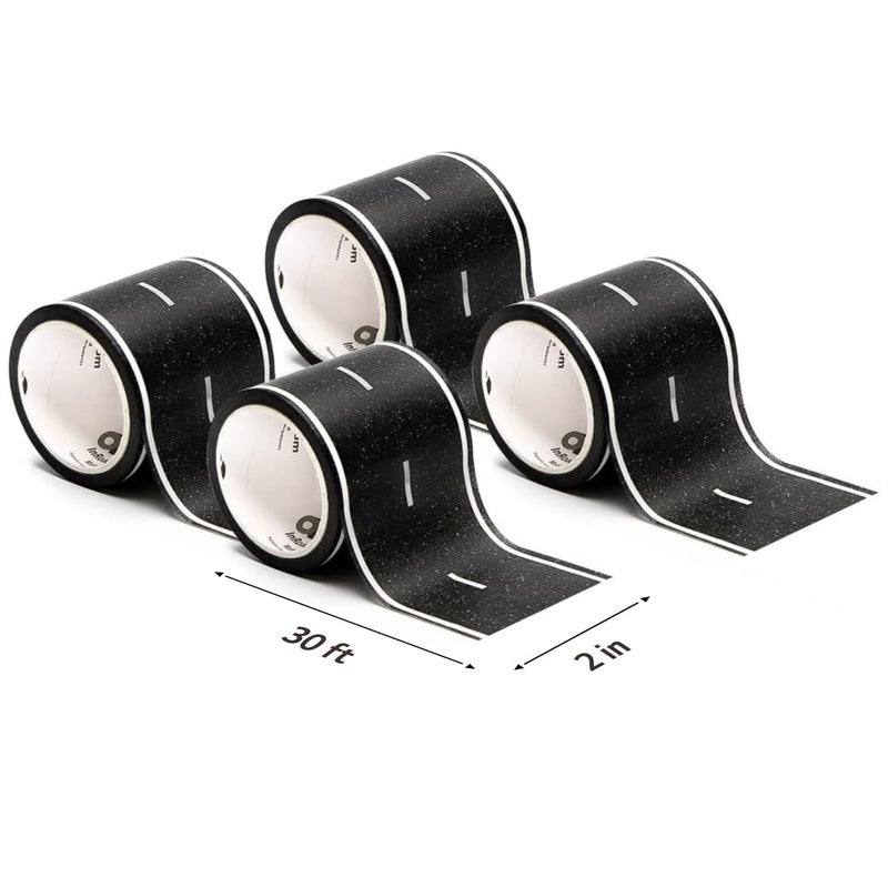 PlayTape Road Tape for Toy Cars  Sticks to Flat Surfaces No Residue 4Pack of 30 ft x 2 in Asphalt Road - Image 3