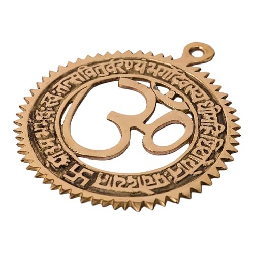 GURU JEE™ Brass Om Wall Hanging with Gayatri Mantra Decorative Brass Om Religious Wall Decor for Home Temple Mandir - Image 4