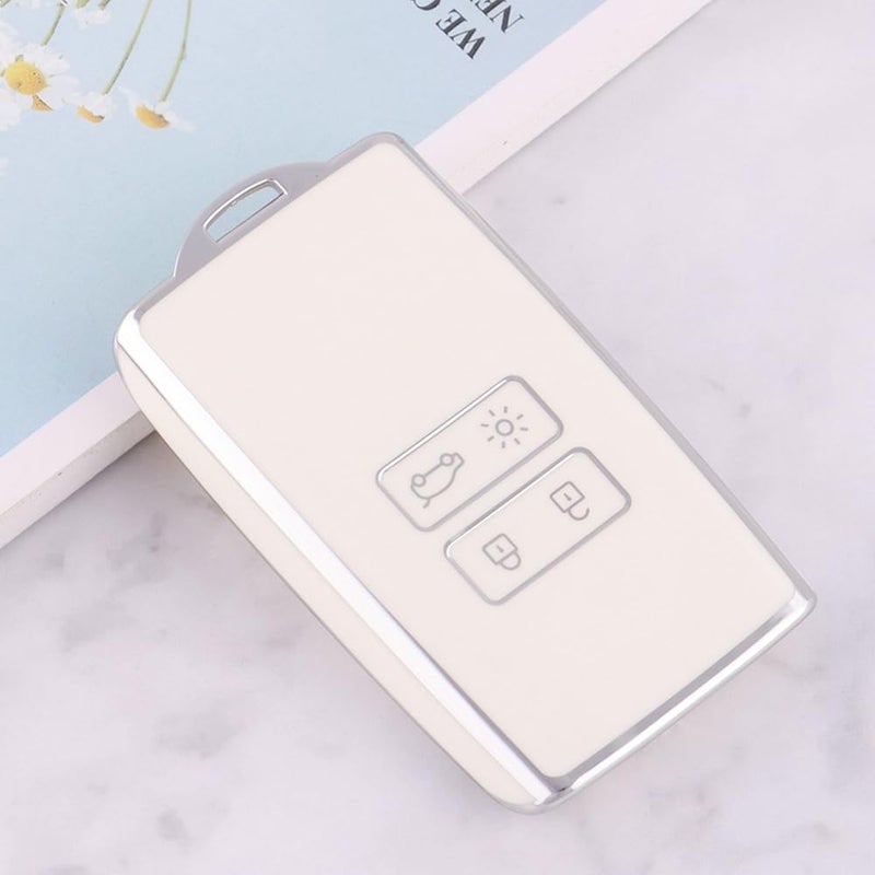 غطاء مفتاح TPU أبيض فضي واقي قشرة ب 4 أزرار - Image 4
