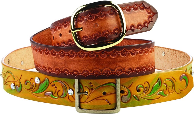 Realeather Realeather BS15000 Tooling Belt Strips Blank Leather Strap with Pre Cut Buckle Slots 15W X 42 L Natural 1Piece - Image 3