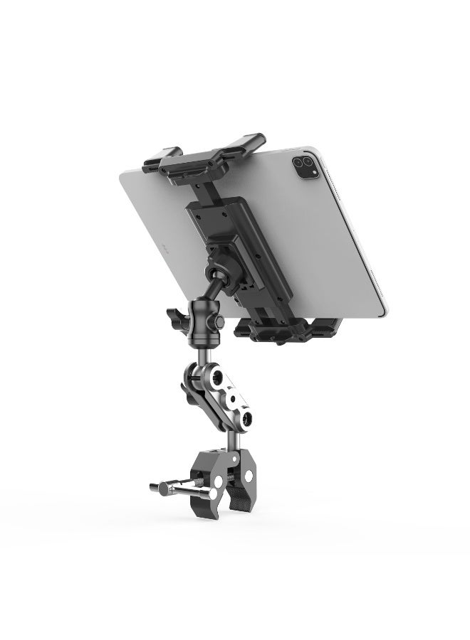 Universal Tablet Holder Mount for Treadmill, Exercise Bike, Stroller & Wheelchair, 360° Rotatable Adjustable Clamp for 4.7-12.9" iPad, iPhone, Smartphones & Tablets