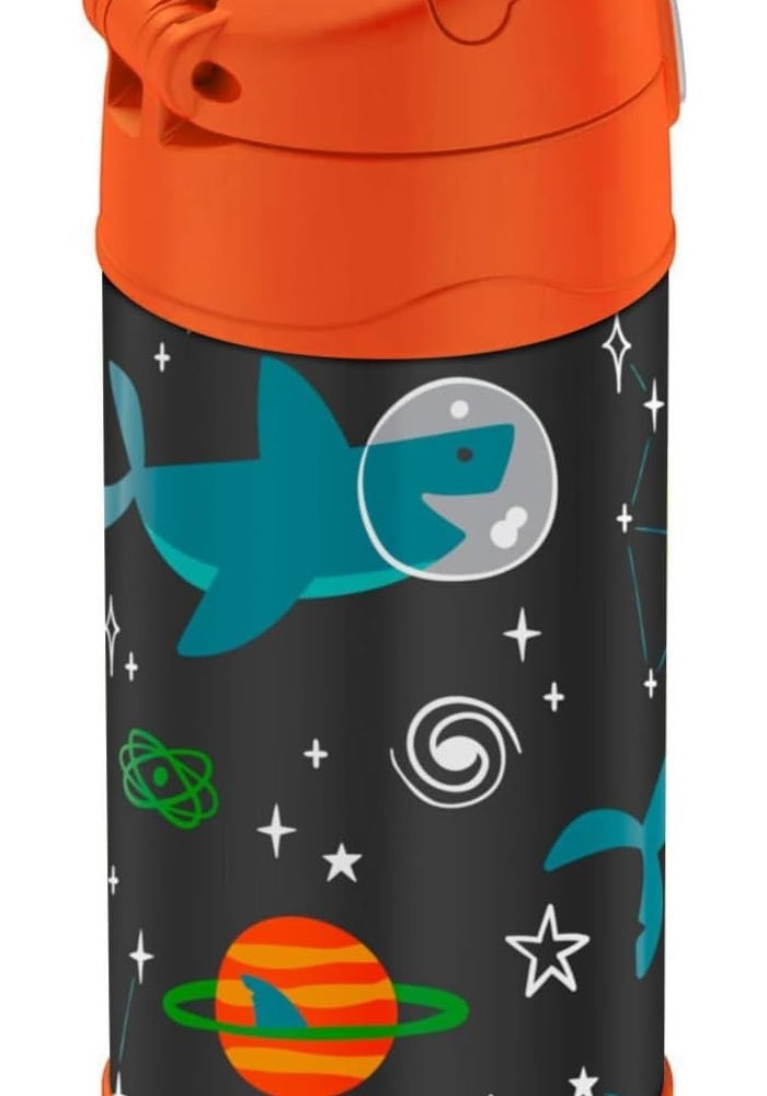 THERMOS زجاجة أطفال فانتينر من الفولاذ المقاوم للصدأ لحفلة الفضاء سعة 355 مل، F40120Au، زجاجة ماء للأطفال مع قشة، زجاجة معزولة، زجاجة ترطيب مع غطاء - Image 3