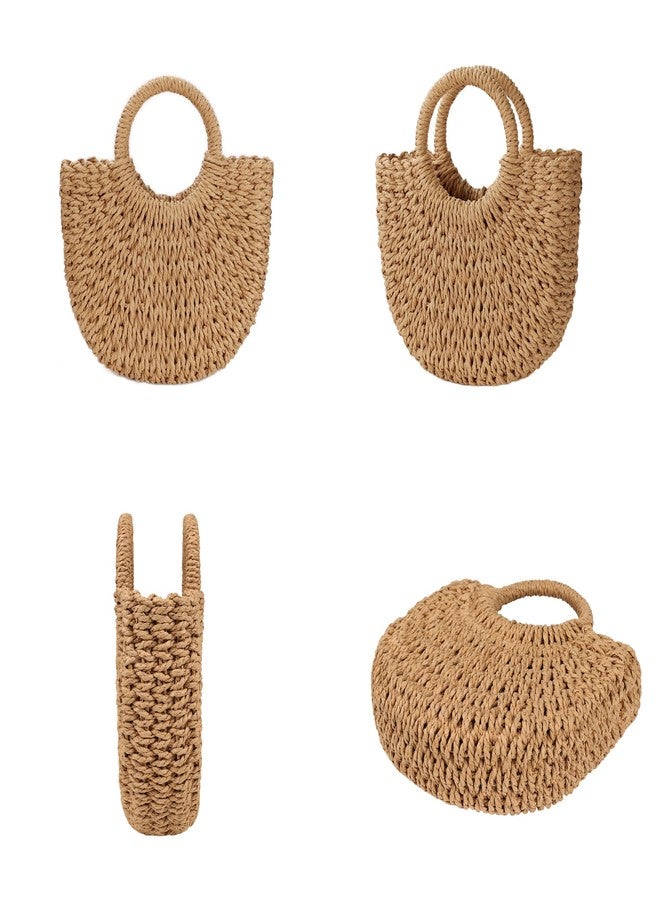 Youjaree Womens Small Straw Crossbody Handbag Handmade Woven Shoulder Bag Purse for Summer (Brown) - Image 3