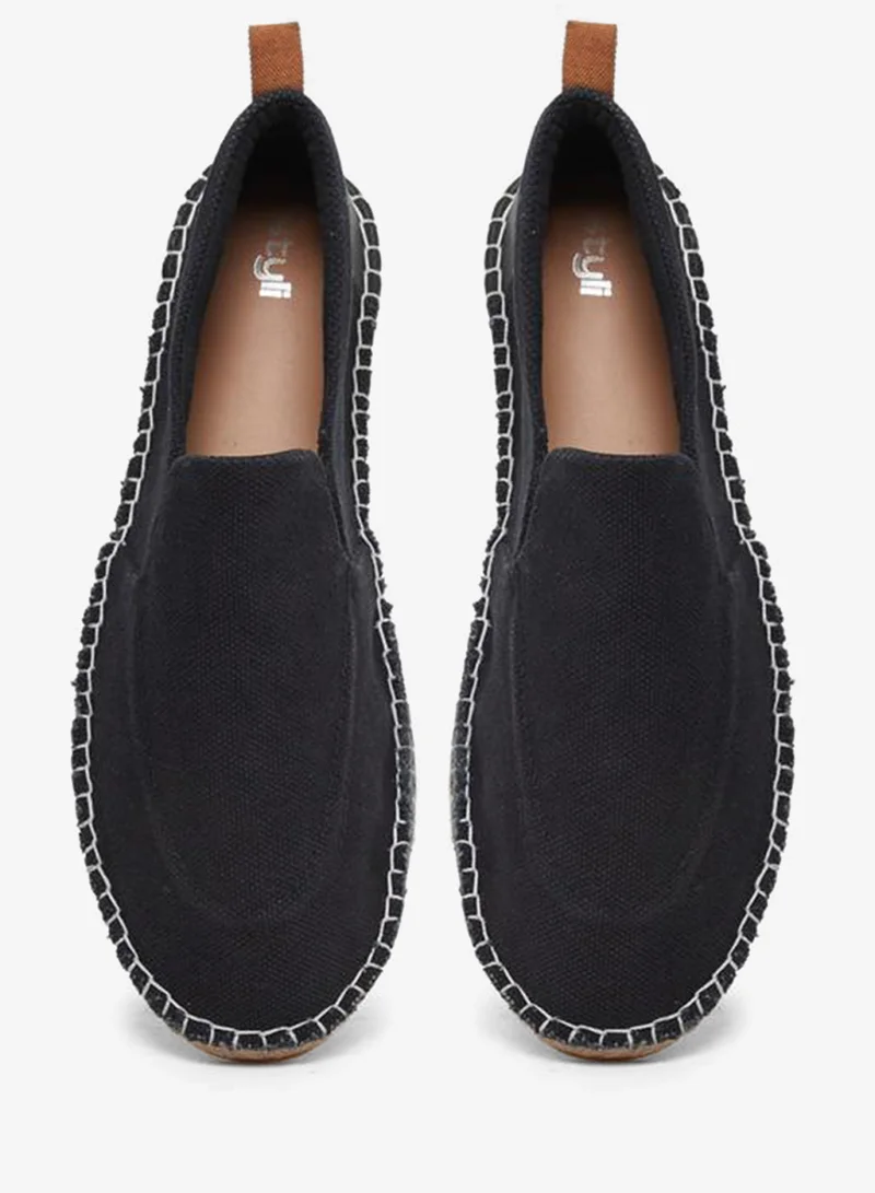 Styli Black Black Canvas Slip-On Espadrille for Men | Best Price UAE