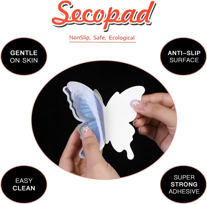 Secopad 20 PCS Non Slip Bathtub Stickers, Adhesive Butterfly Anti Slip Decal Treads for Shower and Bath Tub with Premium Scraper (Blue) - Image 2