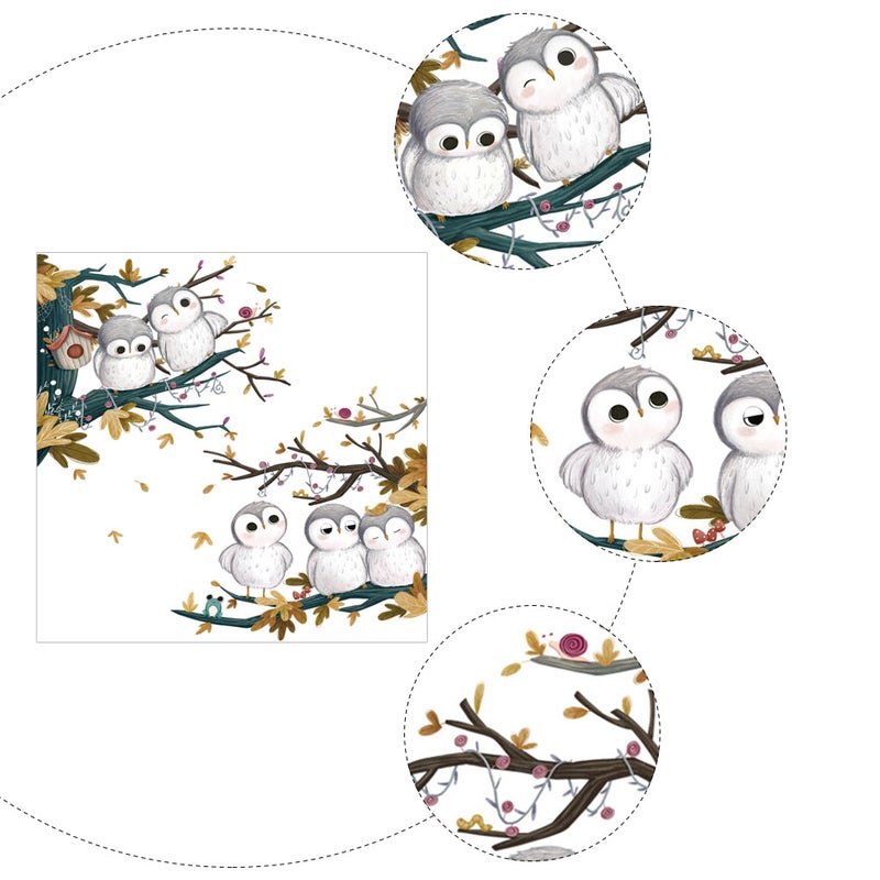 Kid Wall Decals Owl Shape Sticker Set Home Decoration Assorted Color 82x82cm Decorative 1Set - Image 3