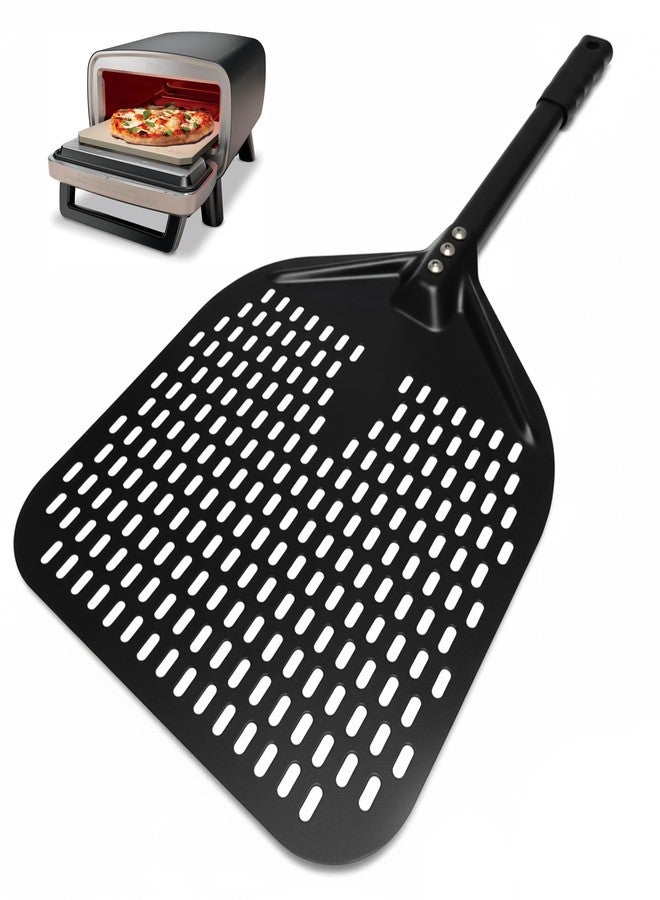 OGNWFUNK Professional 12" Perforated Pizza Peel - 28" Long Stainless Steel Metal Pizza Paddle with Handle, Compatible with Ninja MO201 for Kitchen, Outdoor Ovens, Pizza Parties & Restaurant Baking - Image 1