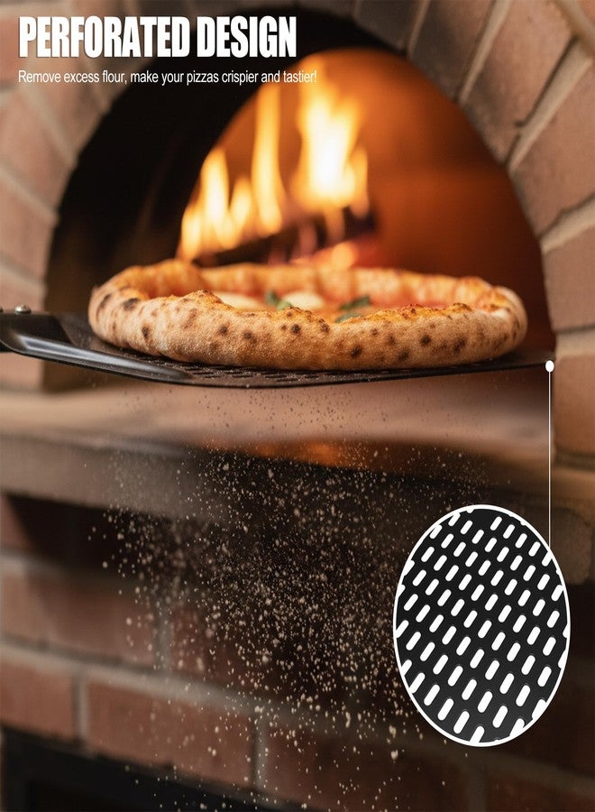 OGNWFUNK Professional 12" Perforated Pizza Peel - 28" Long Stainless Steel Metal Pizza Paddle with Handle, Compatible with Ninja MO201 for Kitchen, Outdoor Ovens, Pizza Parties & Restaurant Baking - Image 3
