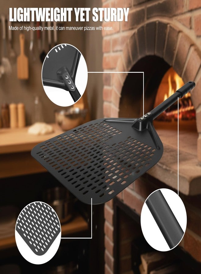 OGNWFUNK Professional 12" Perforated Pizza Peel - 28" Long Stainless Steel Metal Pizza Paddle with Handle, Compatible with Ninja MO201 for Kitchen, Outdoor Ovens, Pizza Parties & Restaurant Baking - Image 4